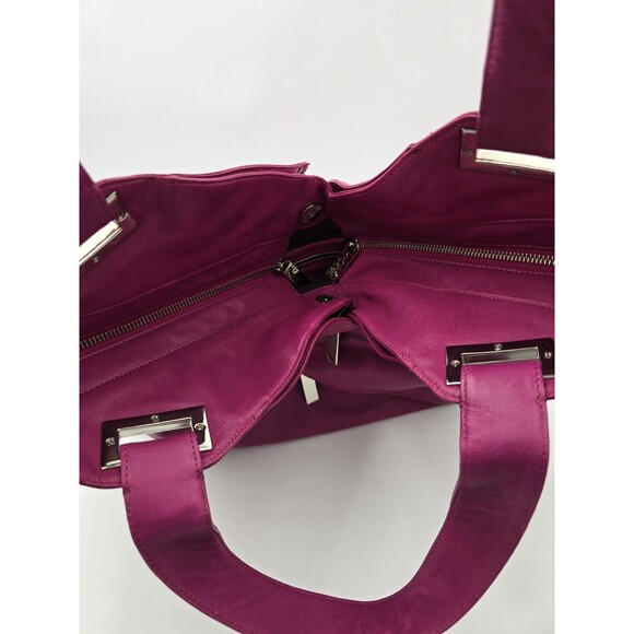 KOOBA Magenta Pink Oversized Leather Ryder Shoulder Purse Handbag Zipper Dustbag - Picture 11 of 15